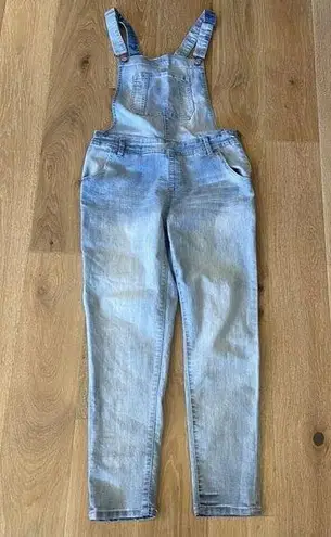 Wall Flower  Overall Jeans Womens Size Large Blue Light Wash Denim Mid Rise