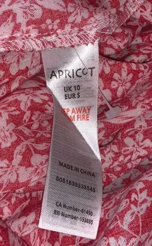 Apricot Red/White Floral Sleeveless Dress Size S (UK) = size Med/6 US NWT