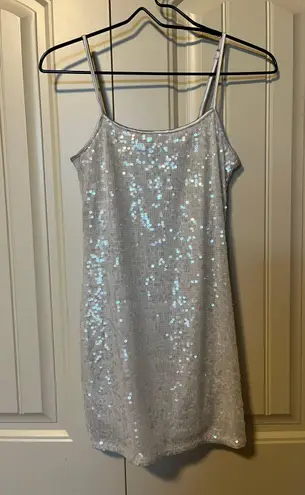 Divided Silver Sequin Mini Dress