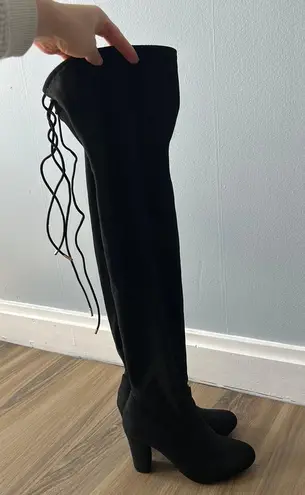 Knee High Black Suede Boots Size 8.5