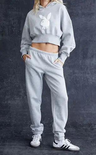 PacSun Playboy Big Bunny Cropped Hoodie and Sweatpants Matching Set