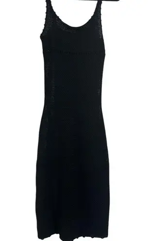 Wilfred black dress loose knit crochet small cotton maxi midi Aritzia