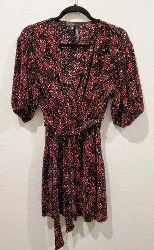 Dynamite Red and White Dots Black Wrap Short Dress