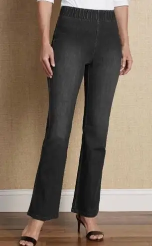 Soft Surroundings black wash wide leg pull on jeans M