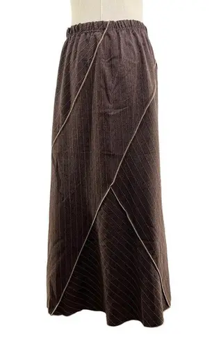 Vintage Brown Pinstripe Midi Skirt Y2K Size M