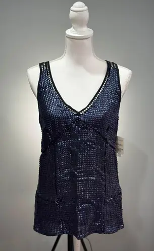 CLEARANCE! Navy Trouvé Sequin Front Tank Size S NWT Blue