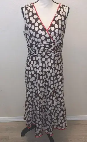 Amanda Lane brown with white polka dots fit n flare sleeveless dress Size 14