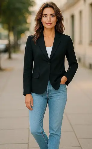 NWT Five Four Nomad Blazer In Navy Blue Casual Nylon Fabric Stretch Snap Front M Size M