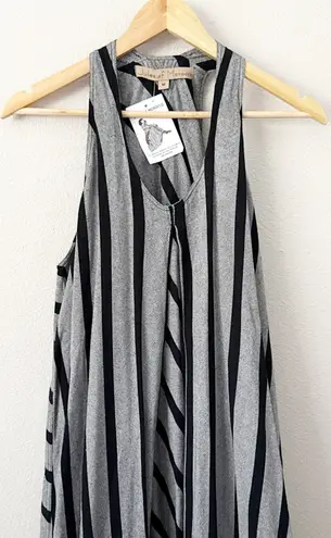 JULES OF MOROCCO | Gray Black Stripe Maxi Dress NWT Natural Fibers | Medium
