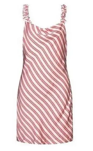 Rebecca vallance white striped Marrakech ruffle silk sleeveless dress Size 4