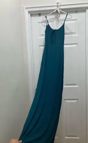 SKIMS Sleep Front Keyhole Maxi Long Lounge Dress Teal NWT medium only