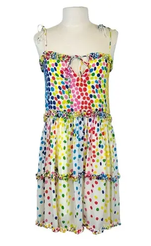 All Things Mochi Blessica Multicolor Bohemian Polka Dotted Mini Rainbow Dress White