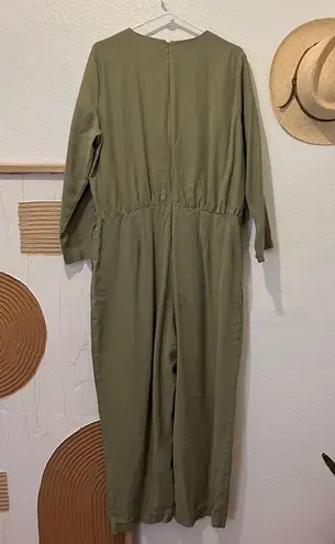 Elizabeth and James Green Soft V Neck Relaxed Fit Jumpsuit XL
