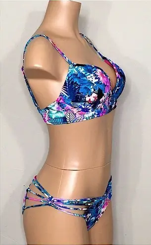 New. Strappy Tropical bra sized bikini set. 34/B