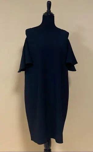 Chelsea28 🛍️ 'Peek-A-Boo' Cold Shoulder Black Shift Dress Size XL