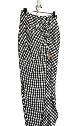 Rumer Black & White Checked Plaid High Front Slit Bisou Maxi Skirt Women Sz S