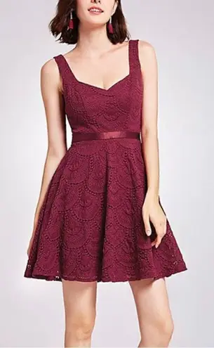 Alisa Pan Burgundy Lace Fit & Flare Dress Size 8 Red