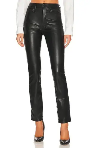 NWT Mother Dazzler Skimp in Wax On Wax Off Black Faux Leather Stretch Pants 30