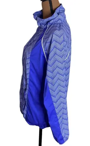 prAna  purple color block Chevron print high neck packable zip windbreaker sz S