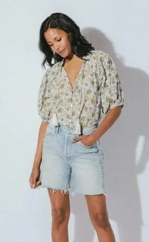 Cleobella ππ Helena Puff Sleeve Peasant Blouse ~ Floral Polka Print Medium NWT