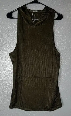 We1Fit Women’s Sleeveless Hoodie Tank Top Size Small – Olive Green Textured Acti Brown