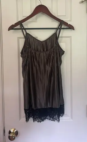 Glamorous Charcoal Pleated Lace Trim Cami Blouse