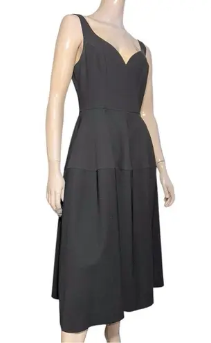 Jill Stuart Jill 8 Black Crepe Sweatheart Neckline Midi Full Skirt Midi Dress