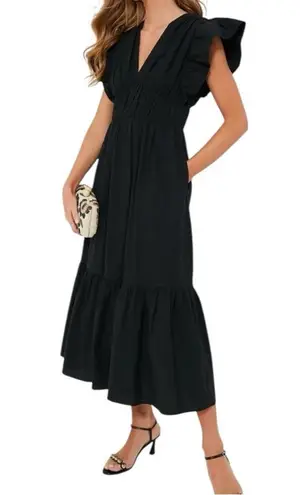 Tuckernuck Black Sutton Flutter Sleeve Maxi Dress Small