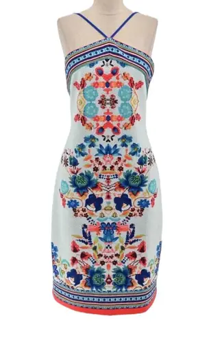 Bisou Bisou Halter Neck Dress Bodycon Womens Size 10 Floral Sundress Sleeveless