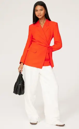 BOSS Women's Orange Red Tie Wasit Collared Jawana Blazer Jacket Size US 0