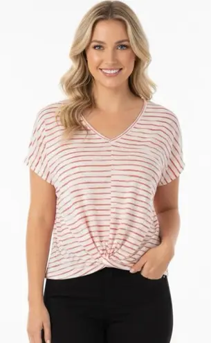 Hummingbird size small red & white striped top
