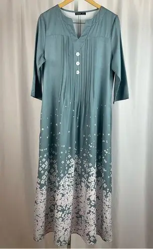 NWOT Noracora Womens Large Floral Short Sleeves Split Neck Midi A