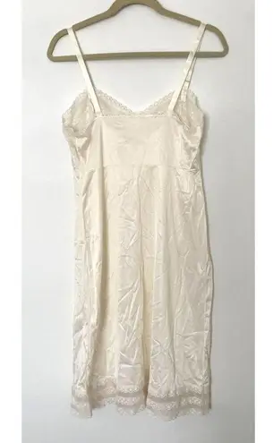Vtg Made Nylon Full Slip Lingerie Dress Lace Ivory Nightie Sissy No Sz Tag