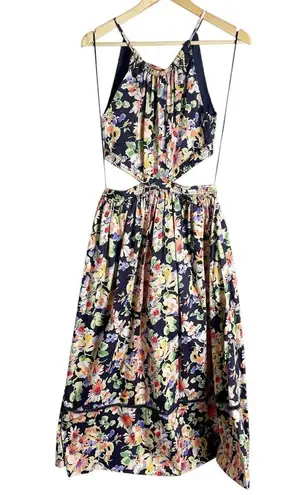 Something Navy Floral Cutout Sleeveless A-Line Midi Dress Size Small
