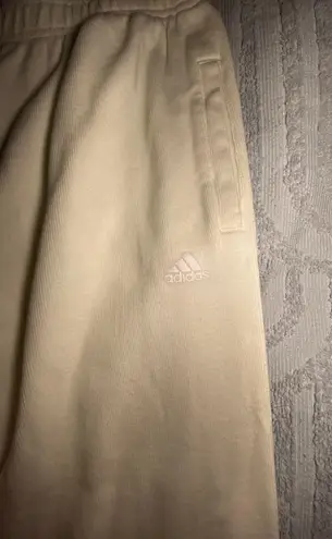 Adidas White Ribbed Joggers