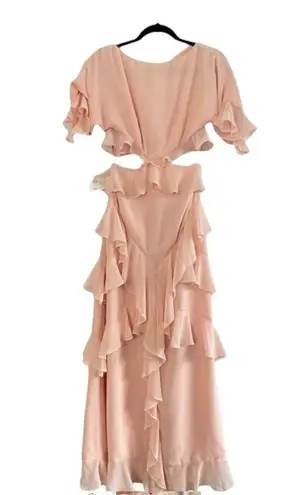 Fame and Partners Marissa Ruffle Maxi Dress Pale Pink Lined Boho Size 2 NWT
