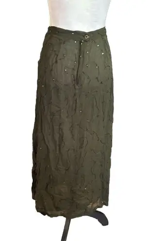 Gantos 2 Piece Skirt Set Green Embroidered Whimsical Floral Resort Wear S READ