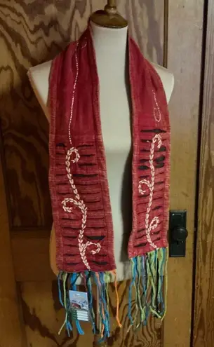 Rising international boho hippie chic bright scarf Red