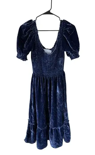 Hill House Louisa Nap Dress Blue Velvet Size XS