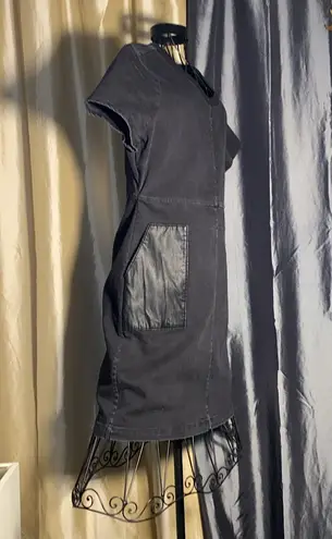 Calvin Klein Jeans L black denim faux leather trim