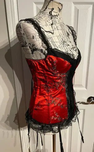 Vintage y2k Lace Floral Corset Steampunk Victorian Gothic Satin Multi Size M