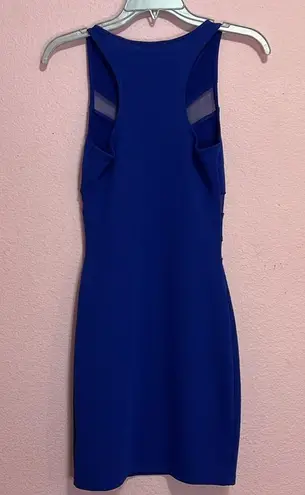 Soprano  Blue Semi Sheer Bodycon Mini Dress. Size XS