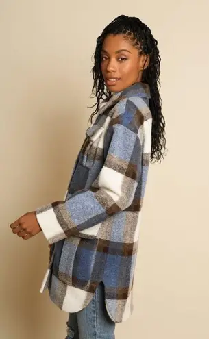 Hutch Brandy Coat shacket blue plaid size medium