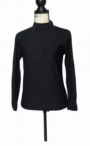 Black Active Fitted Long Sleeve Top | Size L | High Collar Layering Shirt Size M