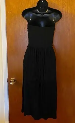 Love j Black High-Low Strapless Dress Size Medium Draped Bodice Casual Chic Look