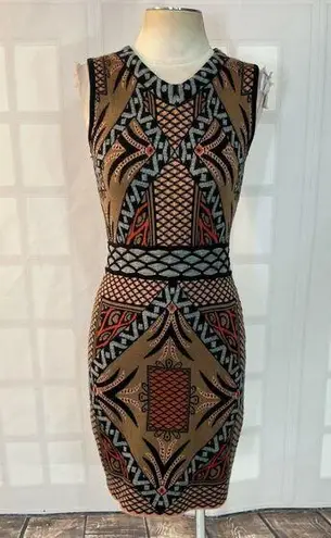 Kerisma  Multicolor Sleeveless Knit Patterned Wool Bodycon Mini Dress Size Medium