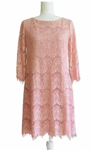 Jessica Howard Dress Blush Pink Lace 3/4 Sleeve Lined Sheath Party Size 8P
