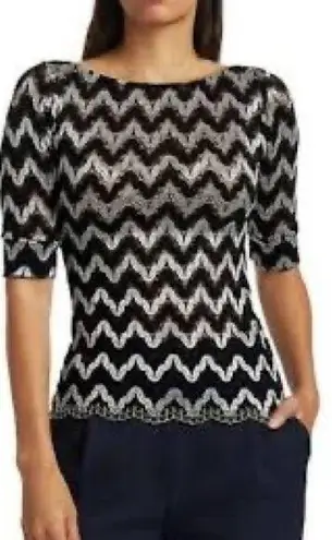 Rachel Comey New bateau metallic zig zag top size 4