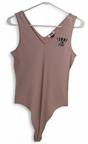 Tommy Jeans Pink Ribbed Bodysuit Women’s Size M Logo Tank One Piece Size M