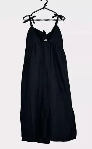 EMERSON FRY Cayman Organic Linen Midi Dress, Black, Small Black